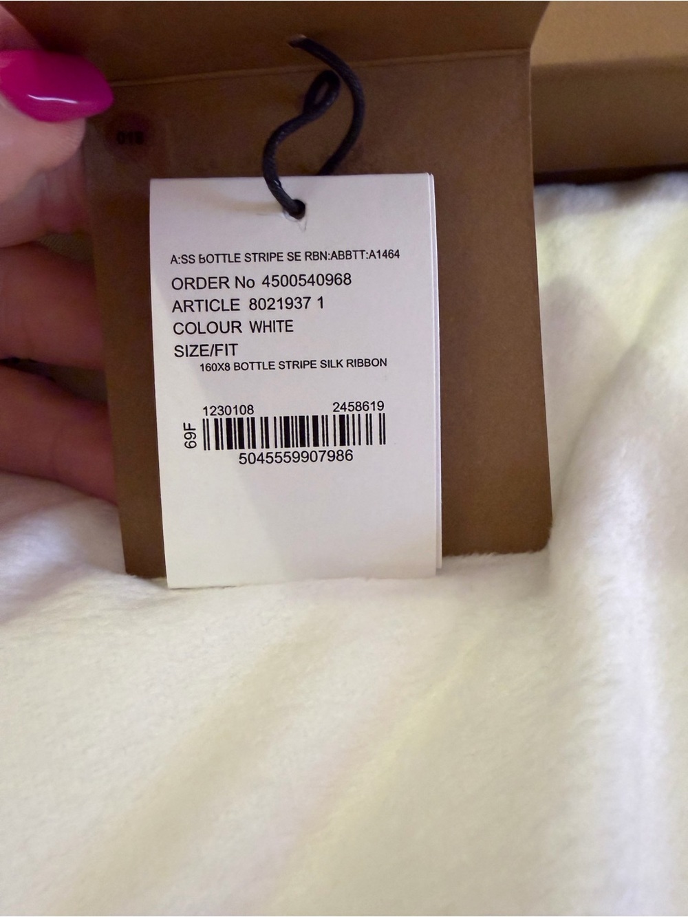 Burberry Silk Medal Print Twilly in White, Red, Green, Tan - Picture 6 of 9